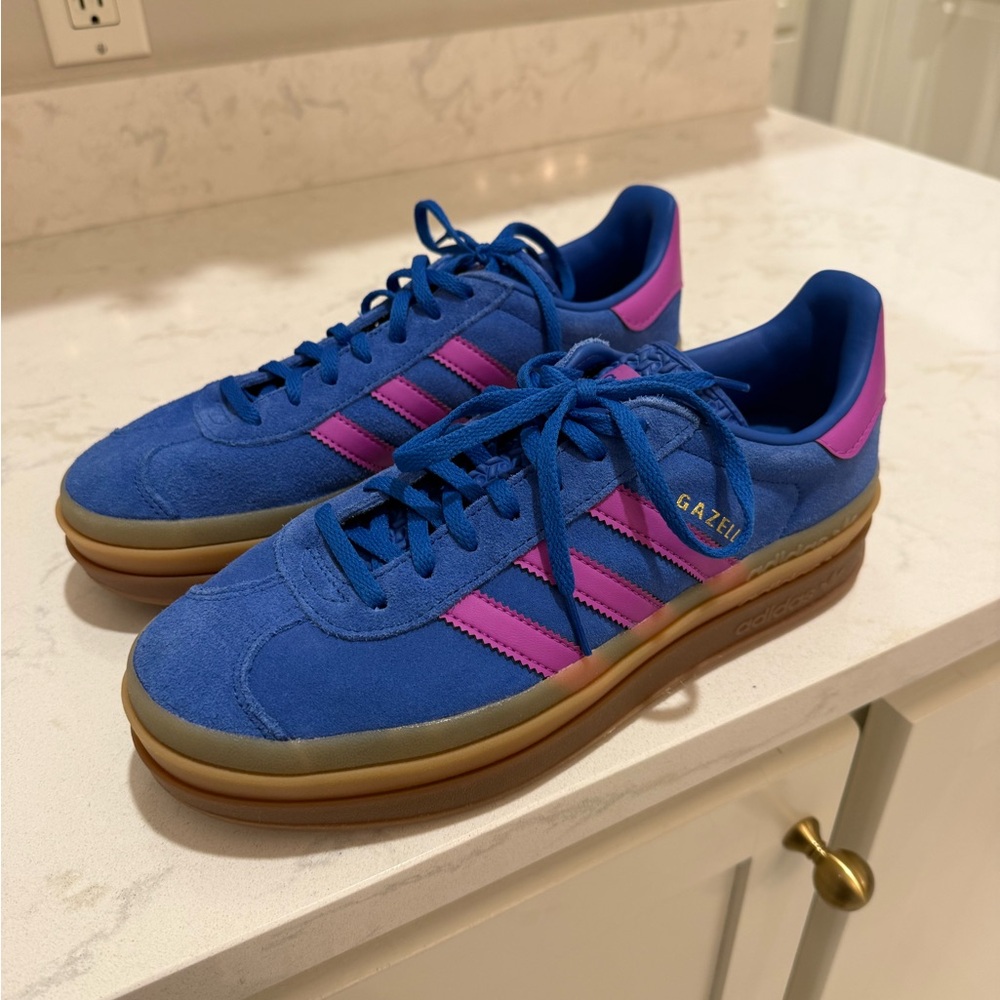adidas Gazelle Royal Blue with Pink Stripe Sneakers